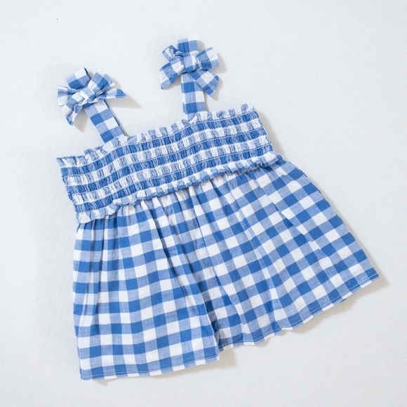 Cat & Jack smocked blue gingham top (5T) - Picture 4 of 6